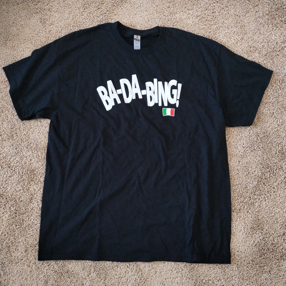 Gildan Black Short Sleeve Tee with Playful BA-DA-BING! Design